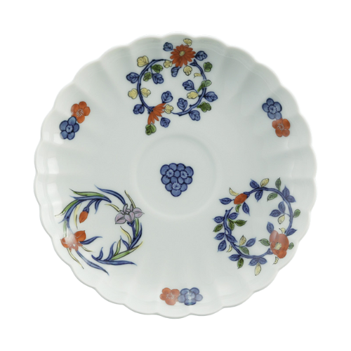 Conjunto de Xícara e Prato Arita Ware Somenishiki Hanawa Kikubuchi