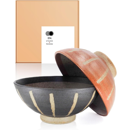 Tijela de arroz de cerâmica Mino Ware (conjunto 2 unidades)