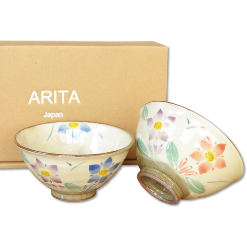 Tijela de arroz de cerâmica Arita Padrão Flor Hanarindo (Conjunto 2 unidades)