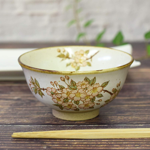 Tijela de arroz de cerâmica Kutani com Padrão Flor de Cerejeira