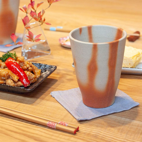 Copos de Cerveja Bizen Ware Padrão Escarlate (Conjunto 2 peças)