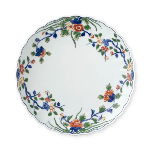 Prato Arita Ware com Borda de Crisântemo Floral Estilo Imari Antigo (21,0cm)