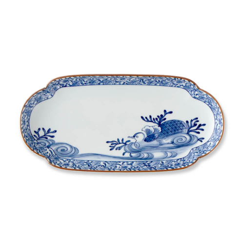 Prato Longo Arita Ware Azul e Branco Mizutori (27,5 x 13,5)