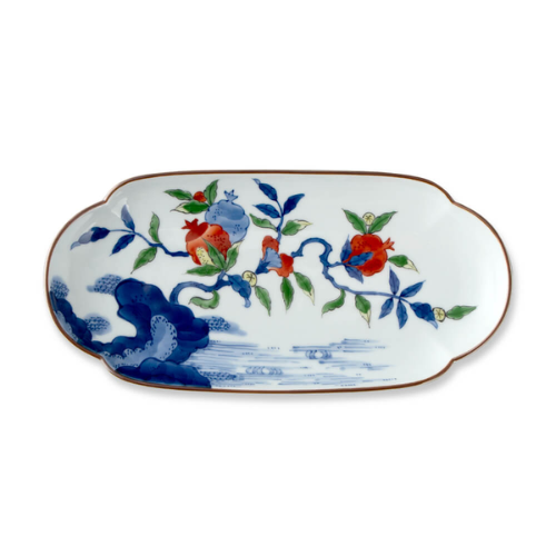 Prato Longo Arita Ware Romã Somenishiki (27,5 x 13,5)